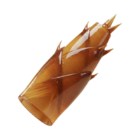 Realistic 3D bamboo shoot with glossy brown texture png