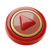A 3D red and gold play button with a sparkling, glossy surface png
