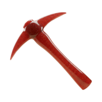 A sparkling red 3D pickaxe, a versatile tool for mining and construction png