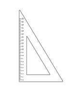 School triangular ruler measuring instrument for maths lessons hand drawn outline illustration, back to school vocabulary object, centimetre scale cartoon linear image vector