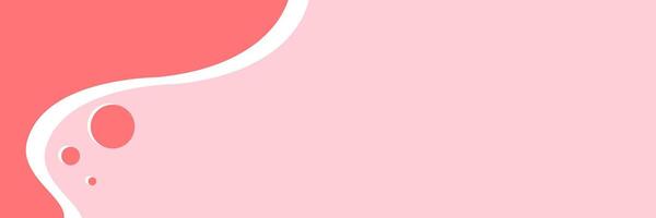 Pink abstract banner background with waves and bubbles vector