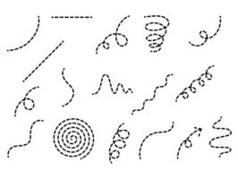 Dashed abstract lines collection in various shapes and styles vector