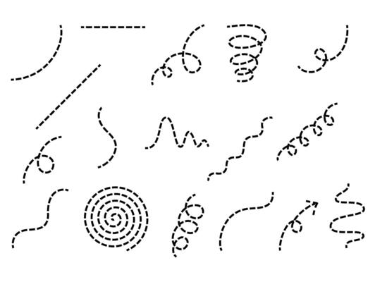 Dashed abstract lines collection in various shapes and styles