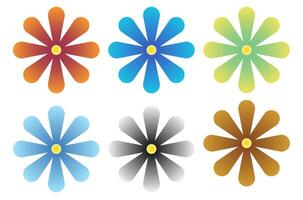 A collection of simple gradient flowers vector