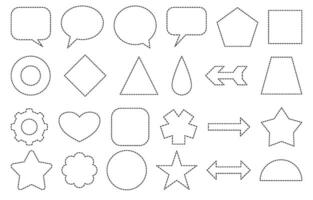 Dashed geometric shapes and symbols in various styles vector