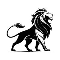 A sleek black white lion with a wide-open, short silhouette creates an attractive and modern design vector