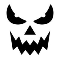 Spooky Halloween Jack O Lantern face with sharp eyes and a sinister grin. Perfect for Halloween decorations, invitations, and crafts. Isolated on white background. Festive and eerie design. vector