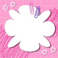 Template for paper notes. Groovy card for notes on a pink checkered background. Education accessories. Kawaii paper sticky notes for reminders, memo messages, and planners. Back-to-school. vector