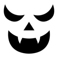 Simple and spooky Jack O Lantern face design with sharp eyes and vampire mischievous grin, Ideal for Halloween projects, crafts, and decorations. Isolated on white background. Festive and eerie vibes. vector
