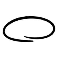 Grunge black circle stroke with rough edges and dry brush texture on a white background. Isolated bold ink scribble, ideal for highlight, frame, or emphasis in creative projects. vector