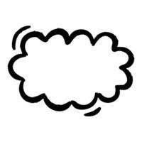 Bold black speech bubble in cloud shape with dynamic, rough brush stroke lines. Isolated on white background. Ideal for highlighting messages, quotes, or thoughts in creative layouts and designs. vector