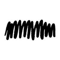 Black brushstroke scribble with rough texture and bold lines. Irregular and dynamic shape perfect for highlighting, marking, or adding expressive detail to creative projects and visual compositions. vector