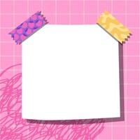 Groovy cards for notes on a pink checkered background. Kawaii templates for paper notes. Empty blanks for messages. Paper notes. Sticky for reminders, memo messages, and planners. Back-to-school. vector