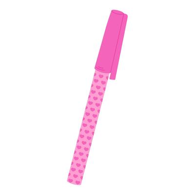 Cute pink pen decorated with heart patterns, perfect for school or office use. Ideal for writing, journaling, or creative projects. Fun and stylish accessory for students and stationery lovers alike.