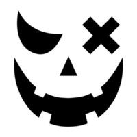 Bold Jack o lantern face with sharp triangular eyes and a zigzag mouth, perfect for Halloween decorations, pumpkin carving templates, and spooky seasonal designs. vector