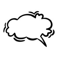 Abstract speech bubble frame with a bold black outline, resembling a cloud shape. Chalk, marker, ink texture. Ideal for highlighting text, dialogue in comics, social media, and modern design projects. vector