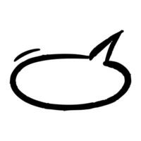 Rough black oval scribble with an arrowhead, drawn with a thick brush stroke. Grunge texture and dynamic motion. Isolated on white background, ideal for highlighting or emphasizing text. vector