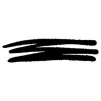 Bold black scribble with rough brush texture and dynamic strokes. Abstract expressive element with grunge edges and flowing motion. Isolated on white background, perfect for emphasis or layering. vector