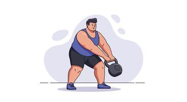 Man performing kettlebell exercise strength training workout with proper form and focus illustration vector