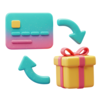 3D Credit Card and Gift Box Transaction Cycle png