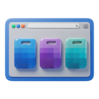 Modern 3D Browser Interface Displaying Vibrant Color Swatches for Digital Design png