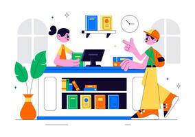 Illustration of an Educational Bookstore and School Library with Reading Corners and Study Space vector