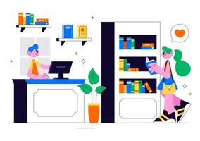 Education and Reading Concept with Bookstore and School Library in a Flat Illustration vector