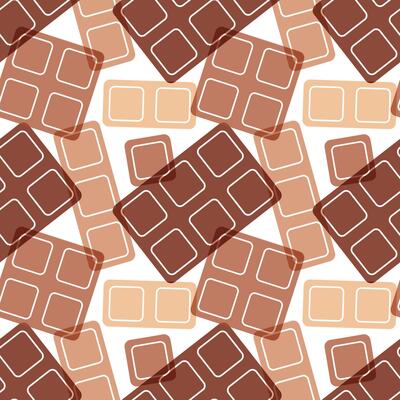 Chocolate Food Seamless Pattern Featuring Cakes and Sweets in Flat Style