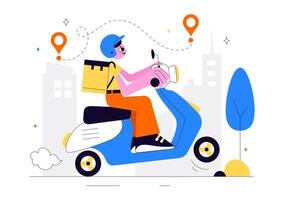 Flat Style of Delivery Workers Carrying Boxes Containing Documents and Meals vector