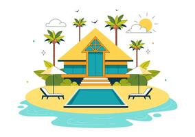 Coastal Villa and Beach Resort with a Scenic Oceanfront View vector