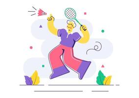 Art of Badminton Player Performing Smash with Racket in Hand vector