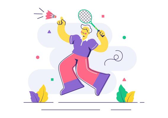 Art of Badminton Player Performing Smash with Racket in Hand