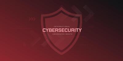 International cyber security awareness month is observed. flat design Cyber security banner gradient color red vector