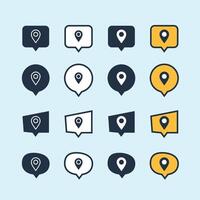 locate and emoji icon set. Speech bubble messages with yellow and location. Locate chat. Reaction buttons. vector