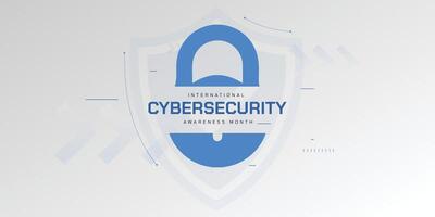 International cyber security awareness month is observed. flat design Cyber security banner gradient color grey background vector