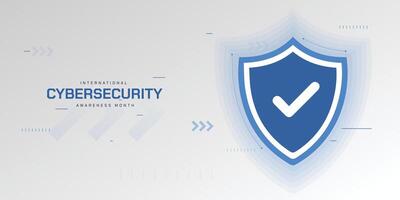 International cyber security awareness month is observed. flat design Cyber security banner gradient color grey vector