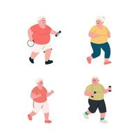 Active Seniors Engaging in Various Exercise Activities vector