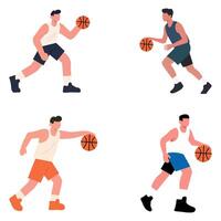 Four Basketball Players in Dynamic Action vector