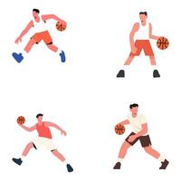 Dynamic Basketball Players in Action, Ready to Play vector