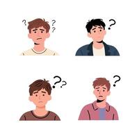 Four different men with question marks on their heads vector