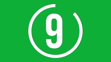 1 to 10 countdown on circle animation on green screen, motion element for beginning the podcast or video