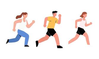 Three people running in different directions vector