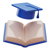 3D Graduation Cap and Open Book Symbolizing Education and Academic Success png