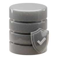 Data Protection and Secure Database Server 3D Icon with Checkmark Shield png