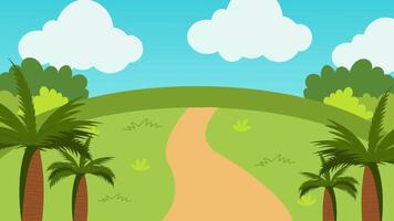 Path to the Hill with Palm Trees on a Bright Windy Day video