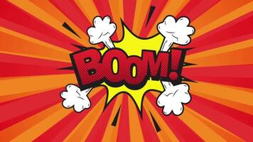Red Comic Pop-Up Boom Animated Background with Rotating Sunburst Effect video