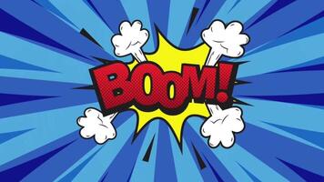 Blue Comic Pop-Up Boom Animated Background with Rotating Sunburst Effect video