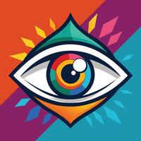 A eye is set within a geometric design icon vector