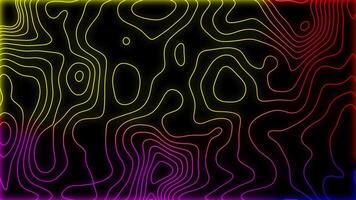 Abstract colorful background looping, topographic lines glow animation video