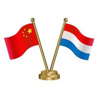 China and Netherlands table flag. vector